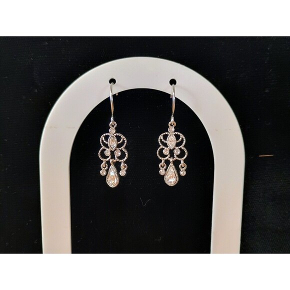 Monet Jewelry - Vintage Monet Silver Tone Earrings Dangle Gemstone Unique